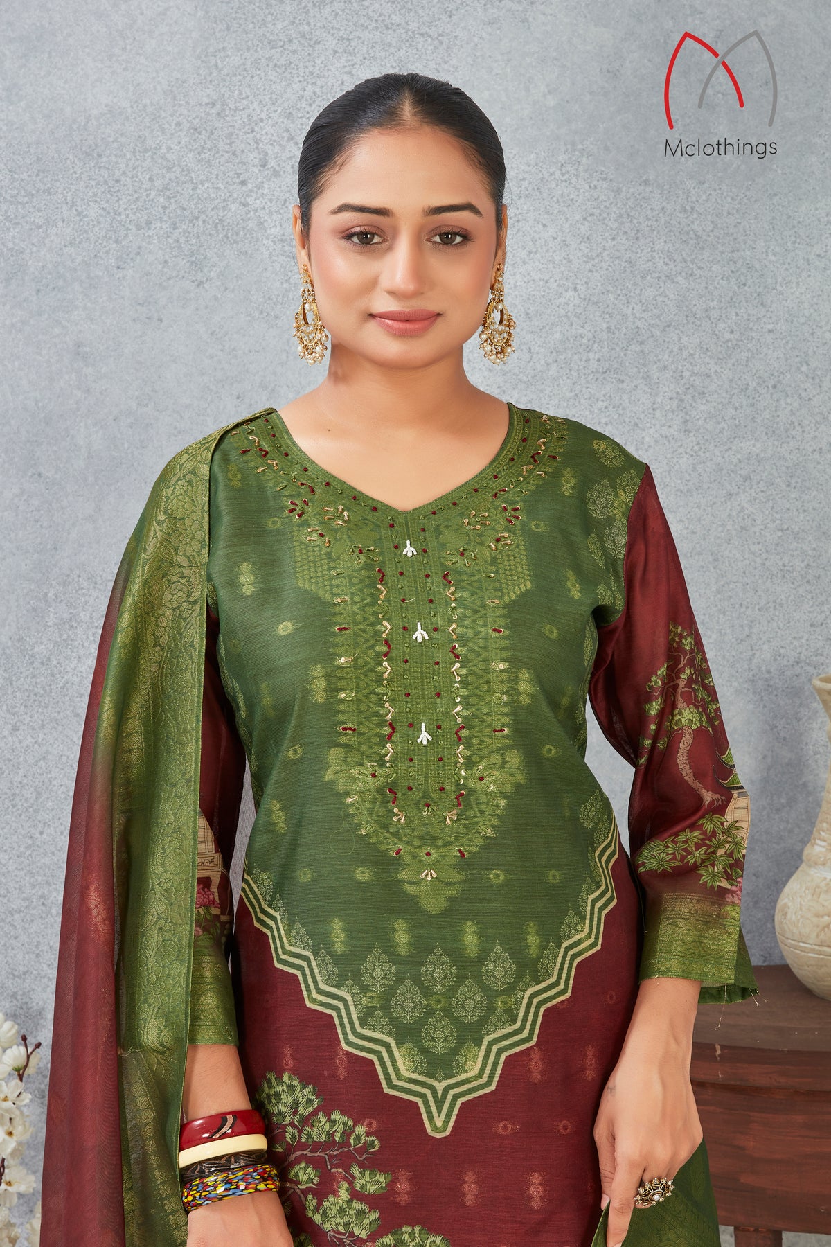 CHANDERI JACQUARD KURTI SET (2804-C-A)