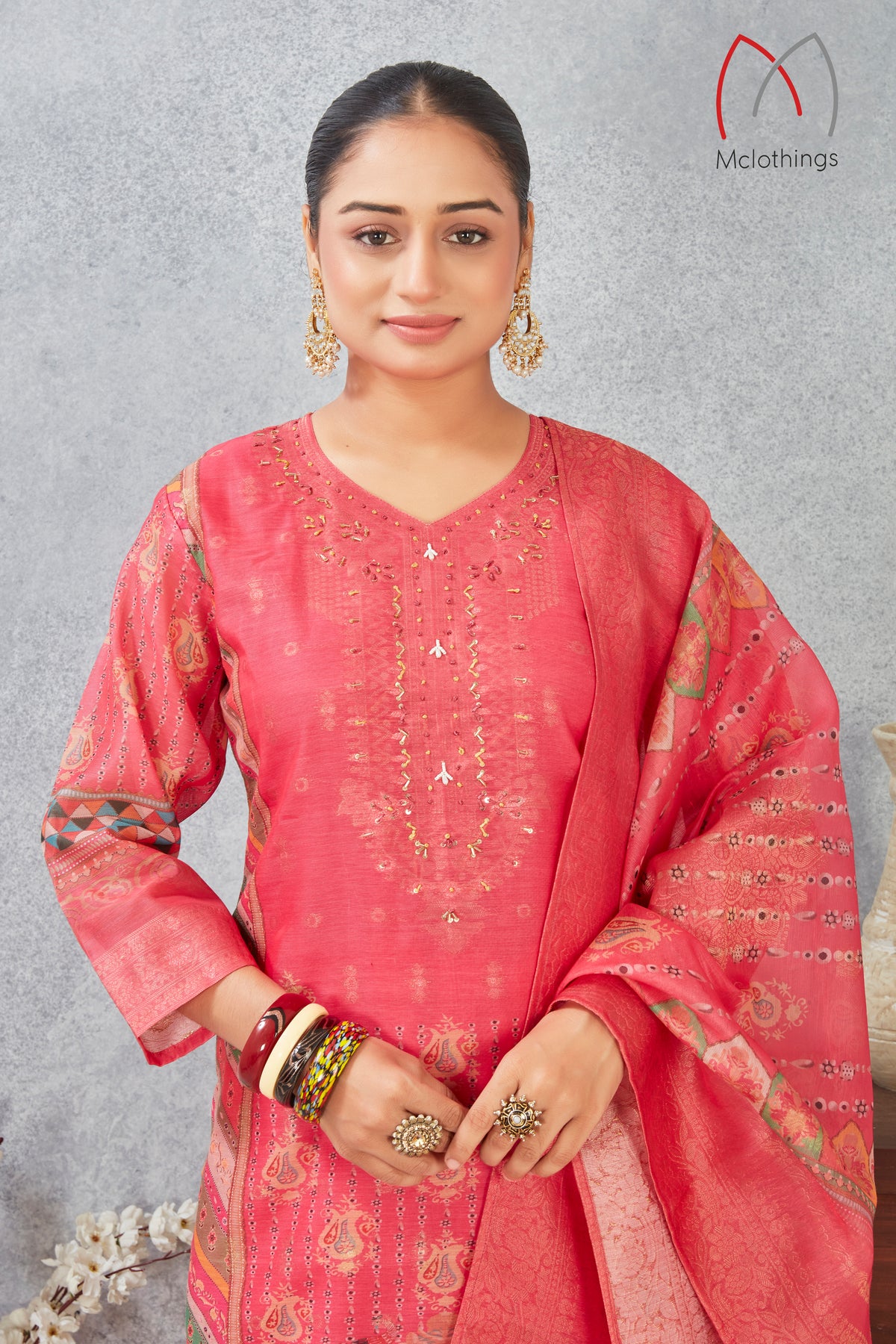 CHANDERI JACQUARD KURTI SET (2804-C-A)