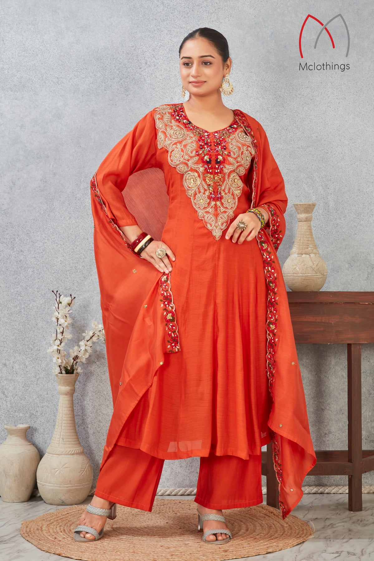 MULL CHANDERI KURTI SET (2930)