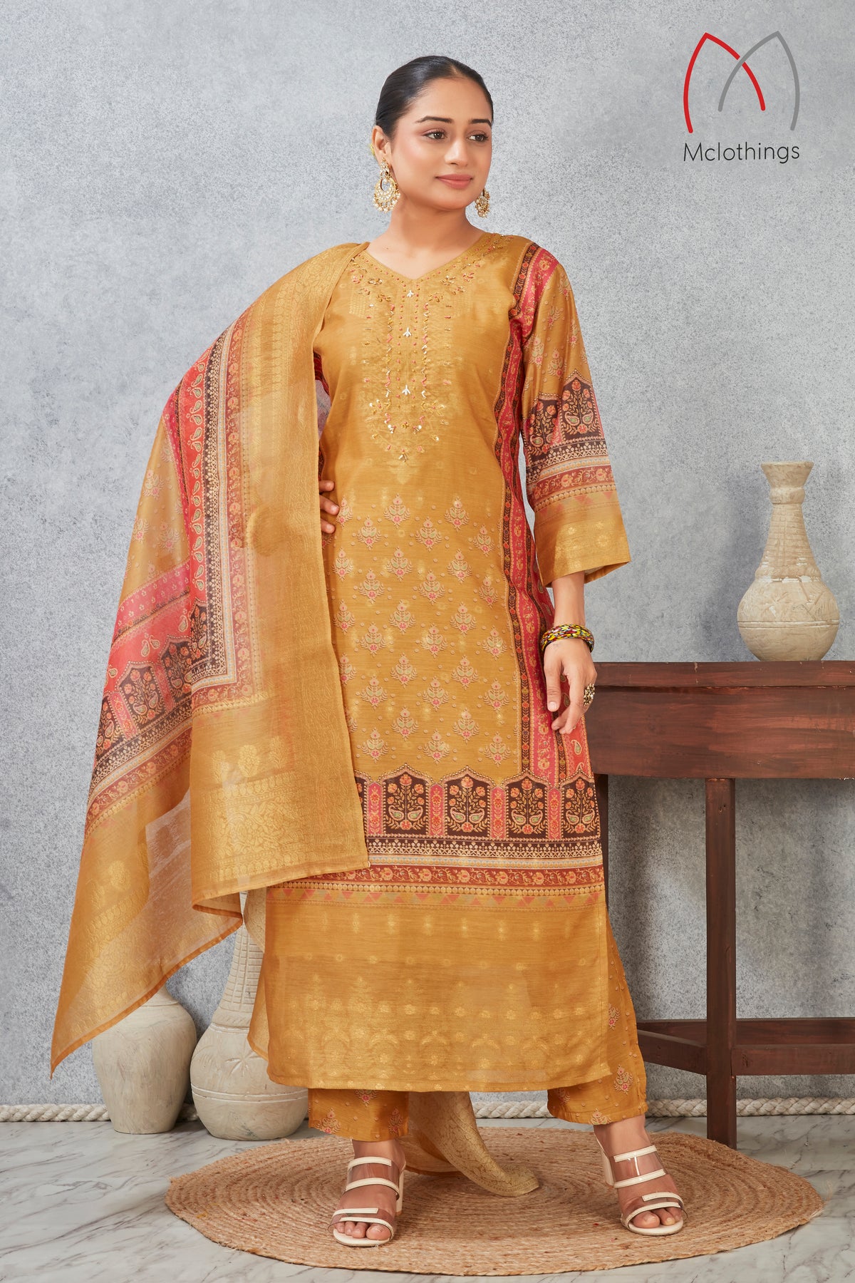 CHANDERI JACQUARD KURTI SET (2804-C-A)