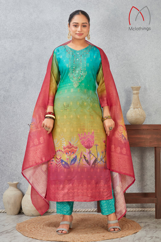 CHANDERI JACQUARD KURTI SET (2804-C-A)