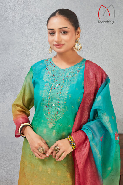 CHANDERI JACQUARD KURTI SET (2804-C-A)