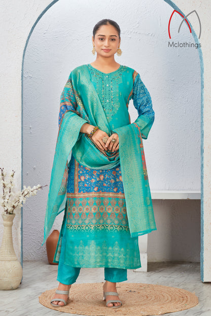 CHANDERI JACQUARD KURTI SET (2804-C-B)
