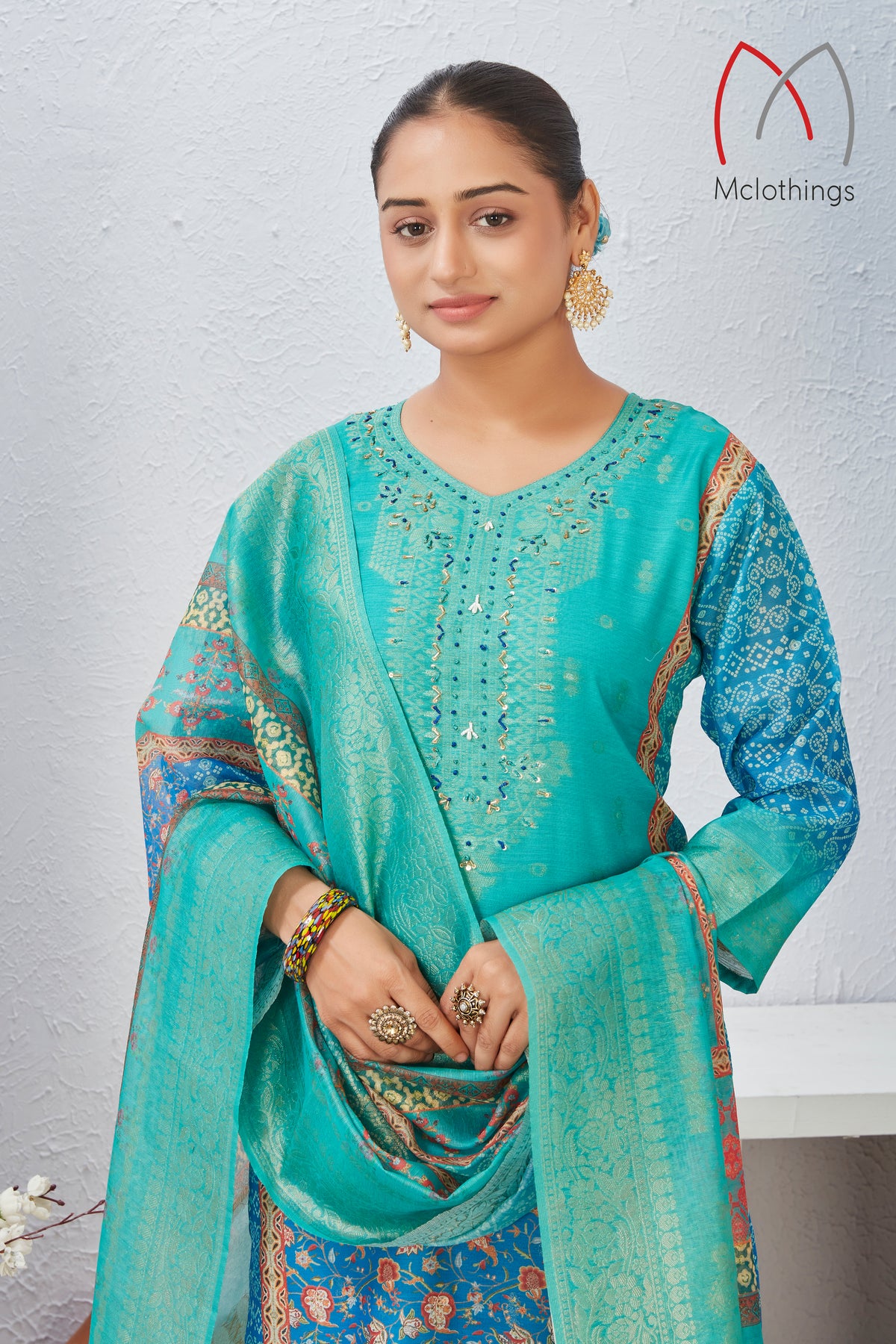 CHANDERI JACQUARD KURTI SET (2804-C-B)