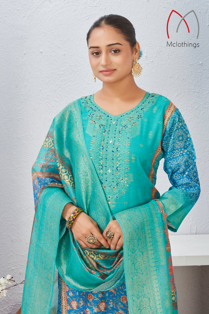 CHANDERI JACQUARD KURTI SET (2804-C-B)