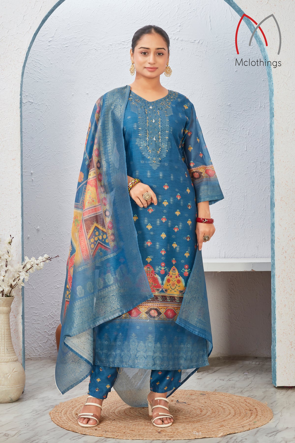 CHANDERI JACQUARD KURTI SET (2804-C-B)
