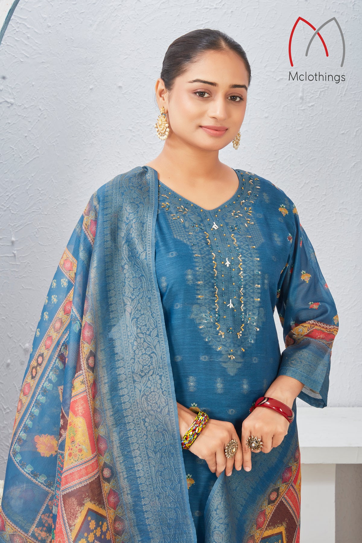 CHANDERI JACQUARD KURTI SET (2804-C-B)