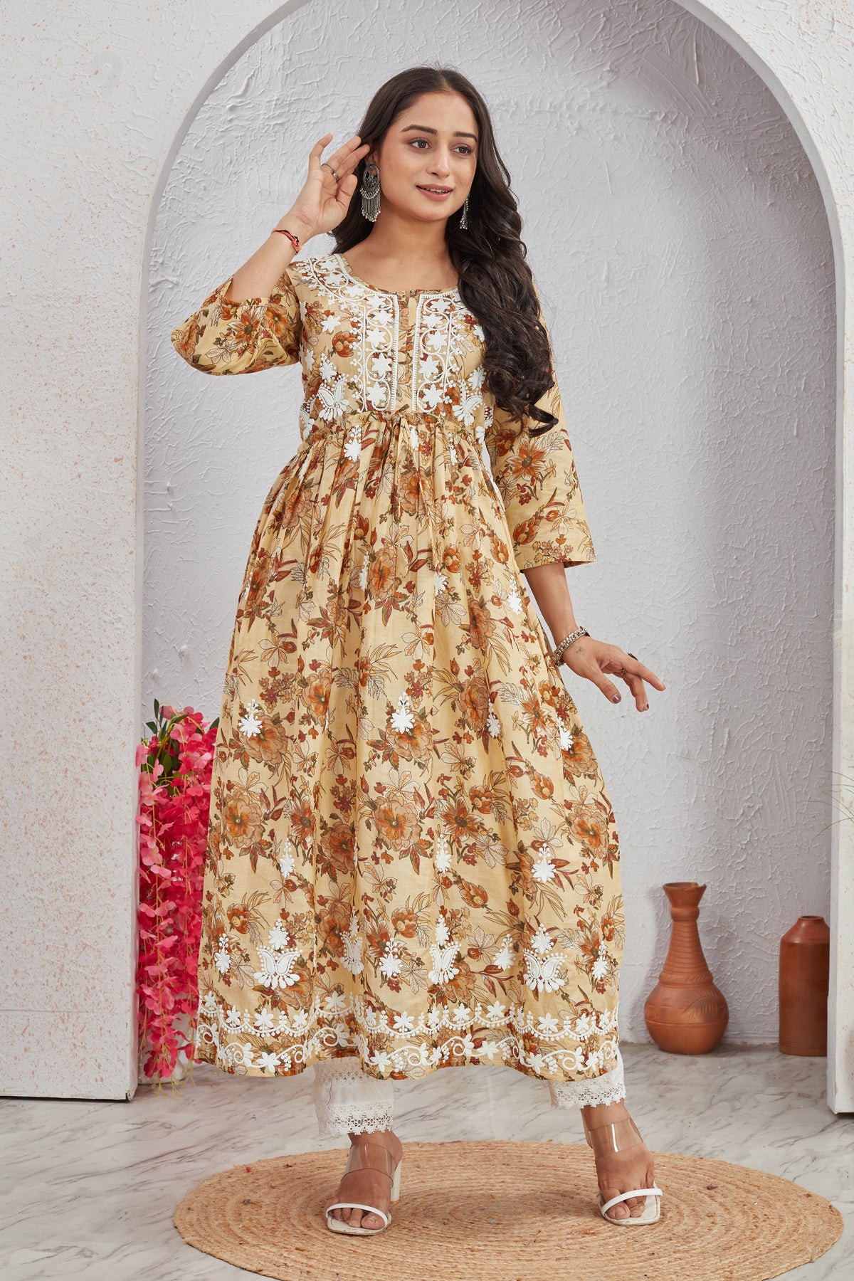 COTTON LUCKNAWI GOWN (2755)