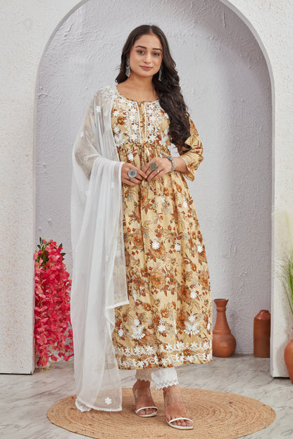 COTTON LUCKNAWI GOWN (2755)
