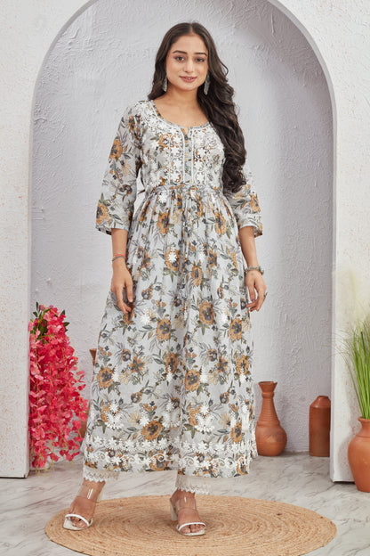 COTTON LUCKNAWI GOWN (2755)