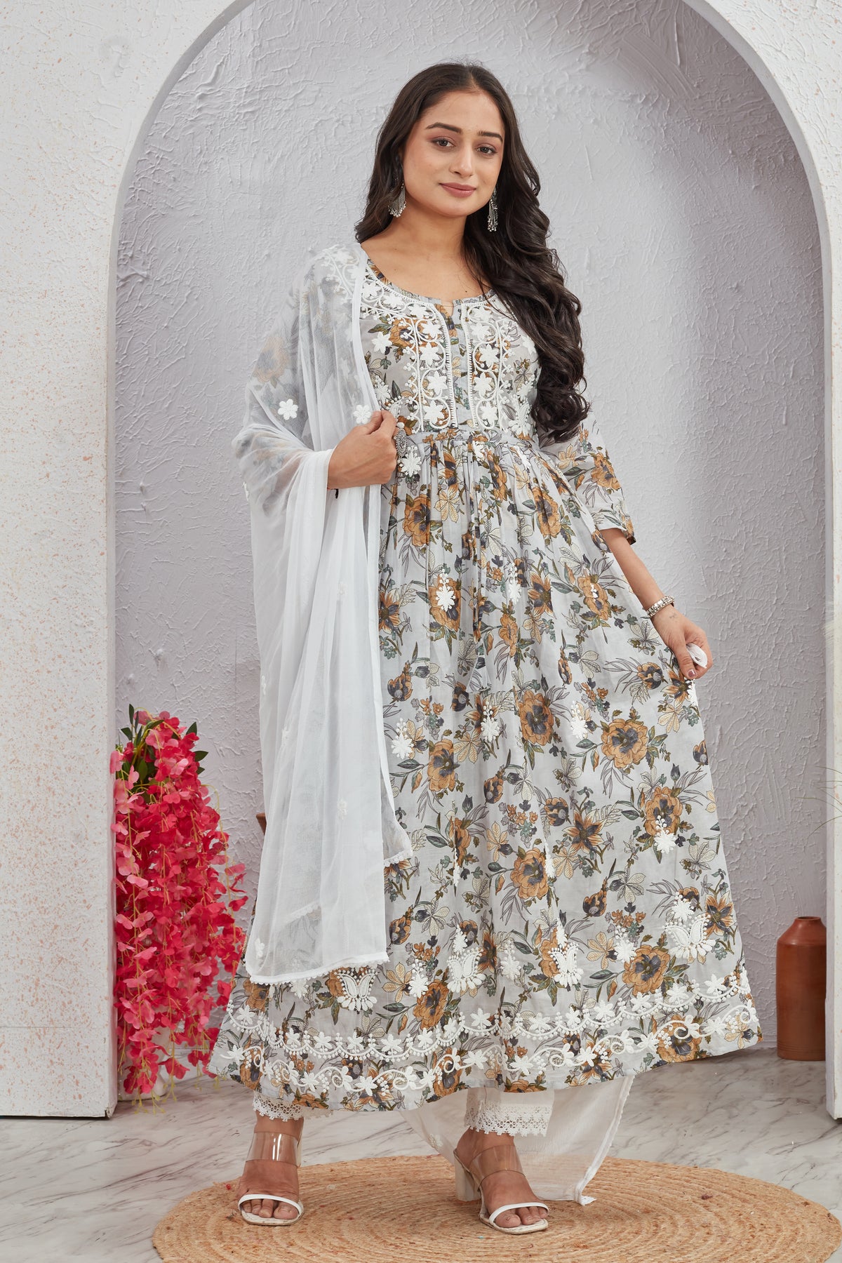 COTTON LUCKNAWI GOWN (2755)