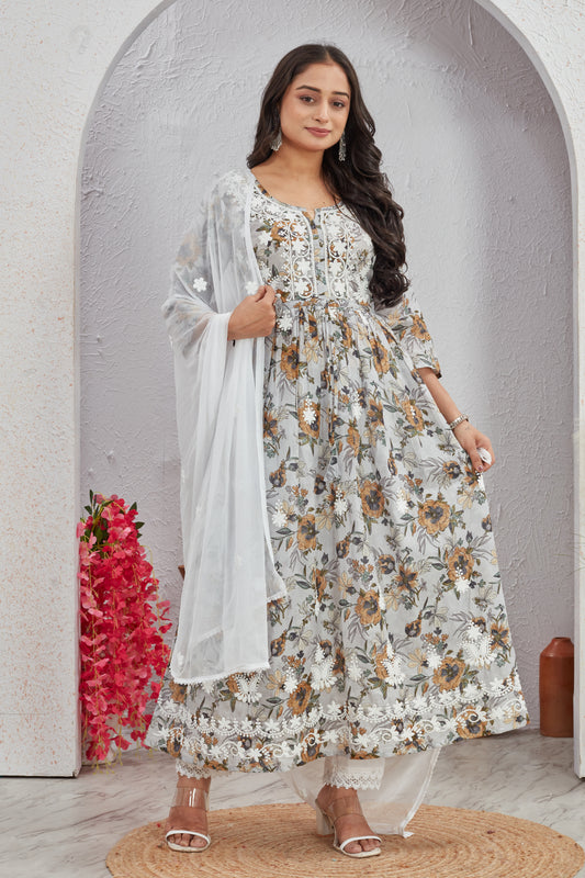 COTTON LUCKNAWI GOWN (2755)