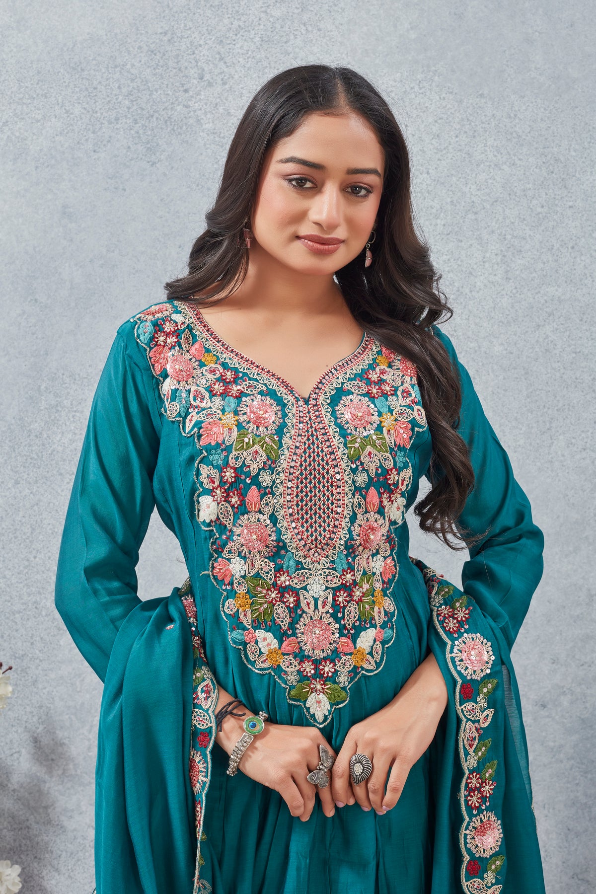 MULL CHANDERI KURTI SET(2921-A)