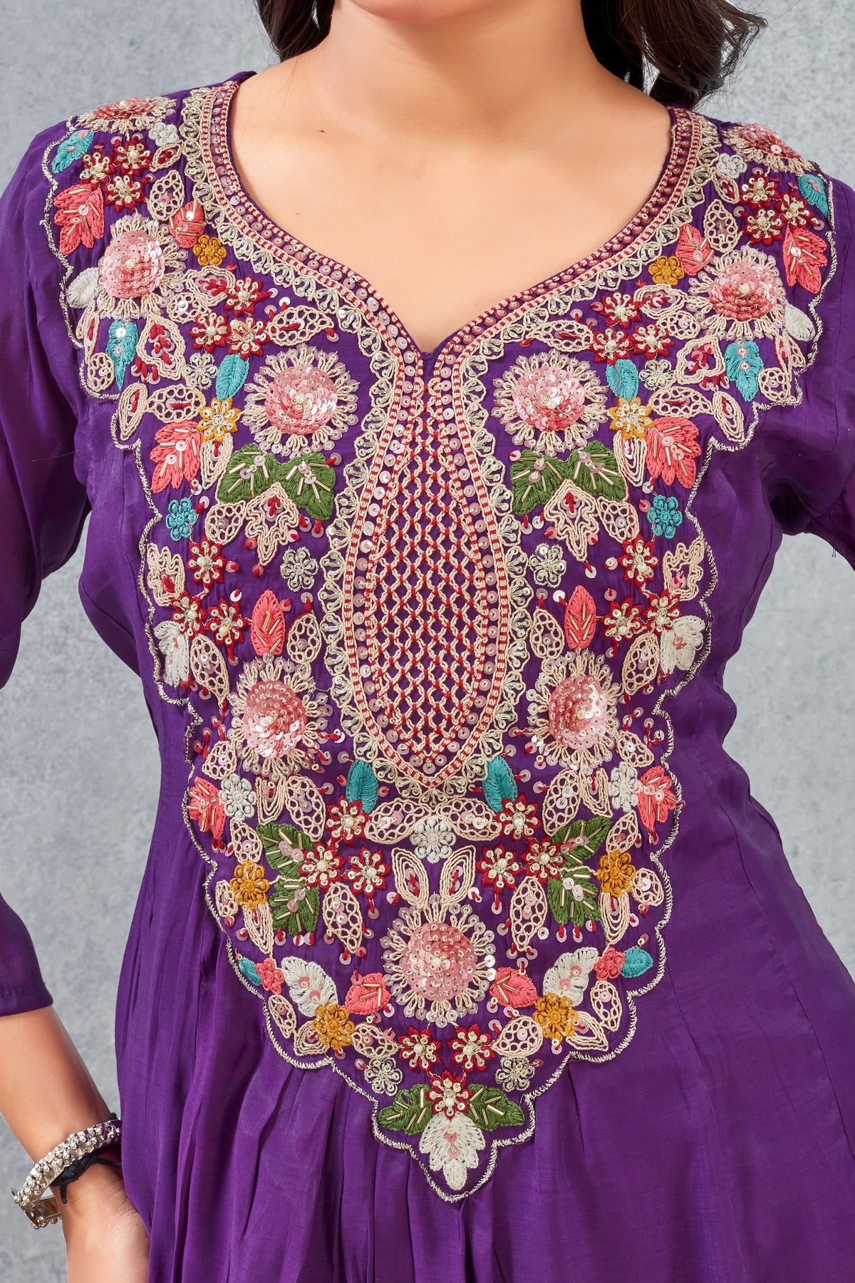 MULL CHANDERI KURTI SET(2921-A)