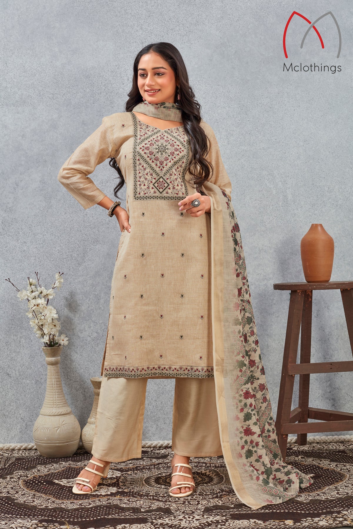 Viscose Linen Silk Kurta Set