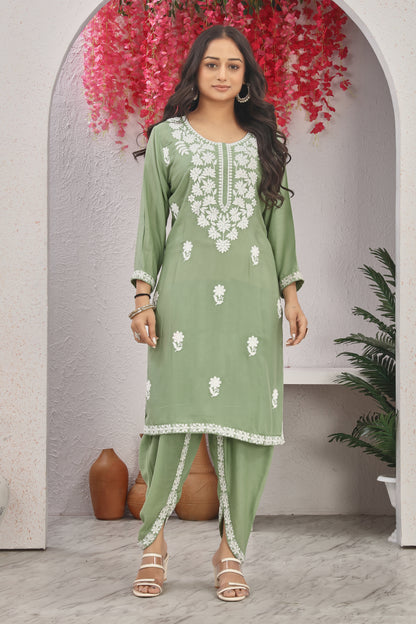 VISCOSE MODAL MUSLINE KURTI SET (9907)