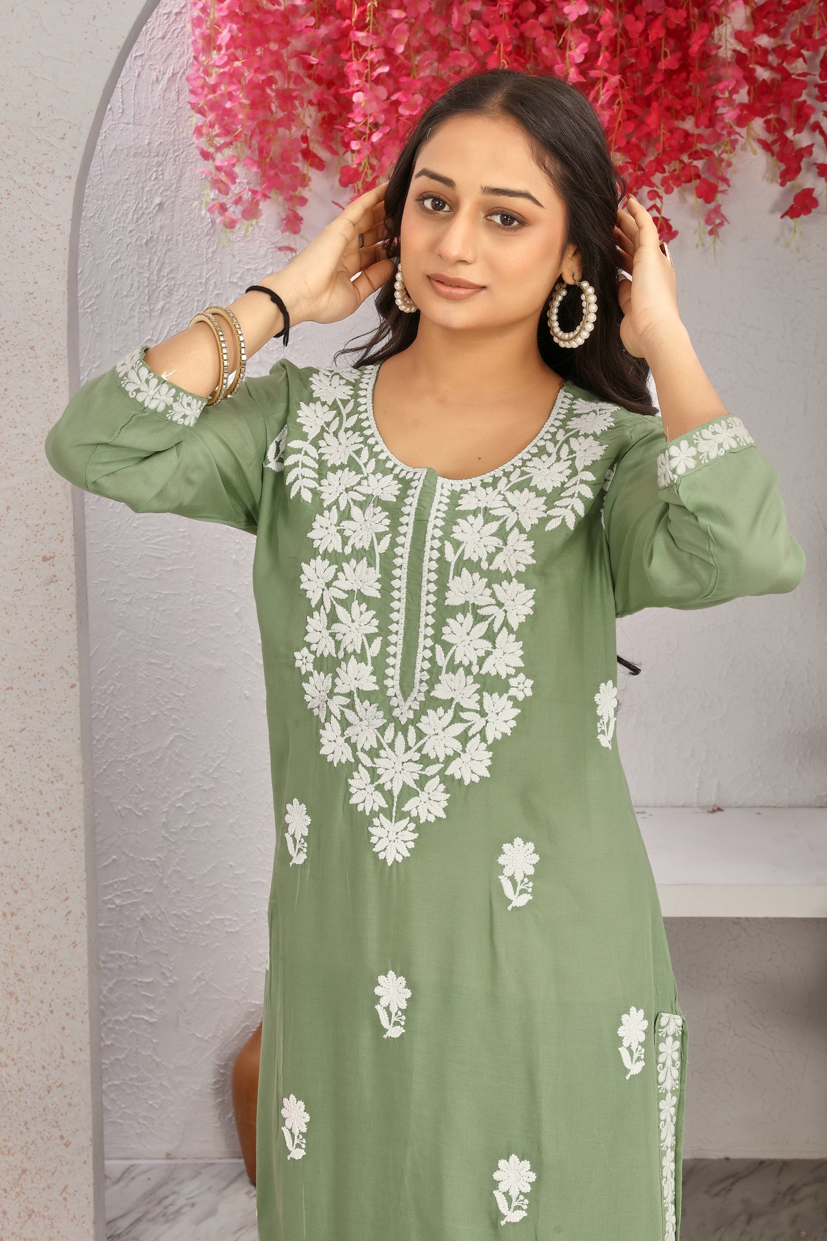 VISCOSE MODAL MUSLINE KURTI SET (9907)