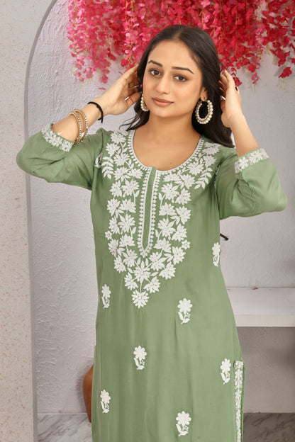 VISCOSE MODAL MUSLINE KURTI SET (9907)