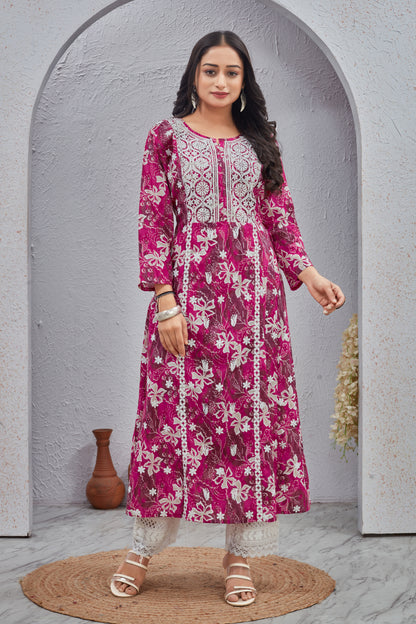 COTTON LUCKNOWI GOWN (2702)