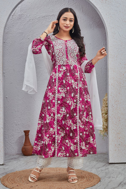 COTTON LUCKNOWI GOWN (2702)