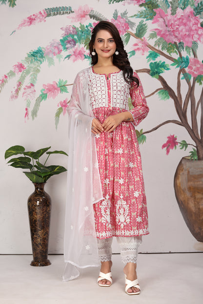 COTTON LUCKNOWI GOWN (4907)