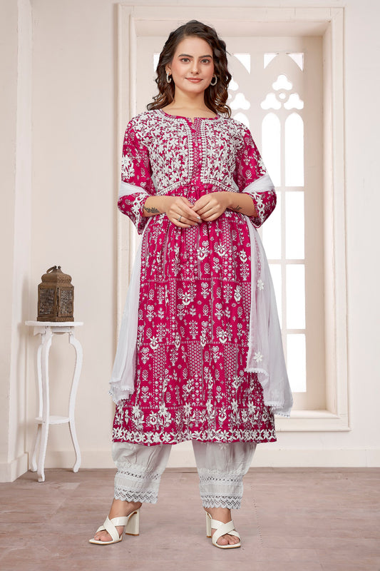 COTTON LUCKNOWI GOWN (2307)