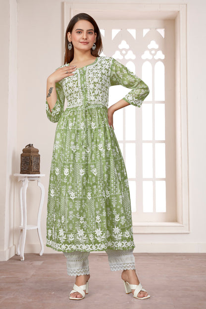 COTTON LUCKNOWI GOWN (2307)