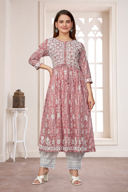 COTTON LUCKNOWI GOWN (2307)