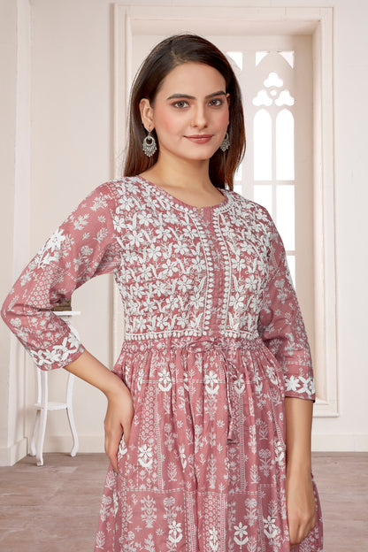 COTTON LUCKNOWI GOWN (2307)