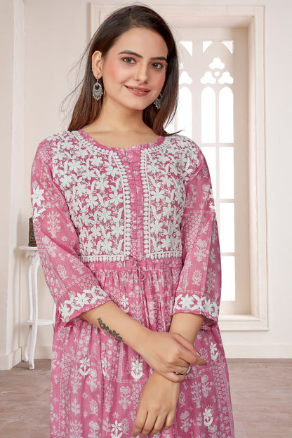 COTTON LUCKNOWI GOWN (2307)