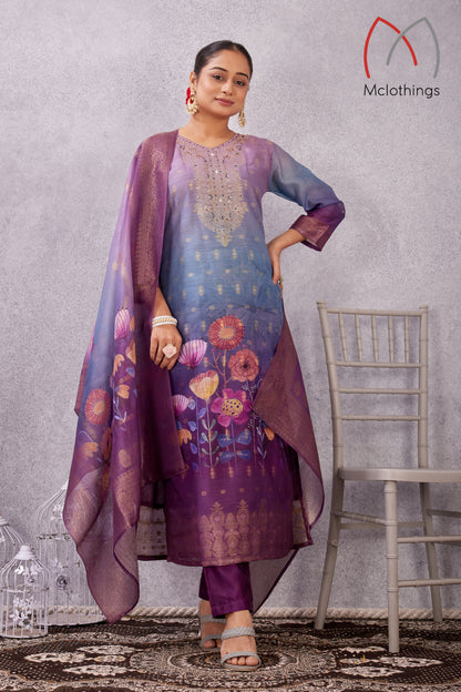 CHANDERI JACQUARD KURTI SET (2804-C-B)