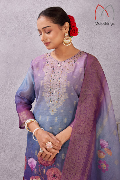 CHANDERI JACQUARD KURTI SET (2804-C-B)