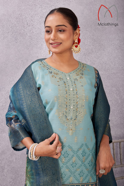 CHANDERI JACQUARD KURTI SET (2804-C-B)
