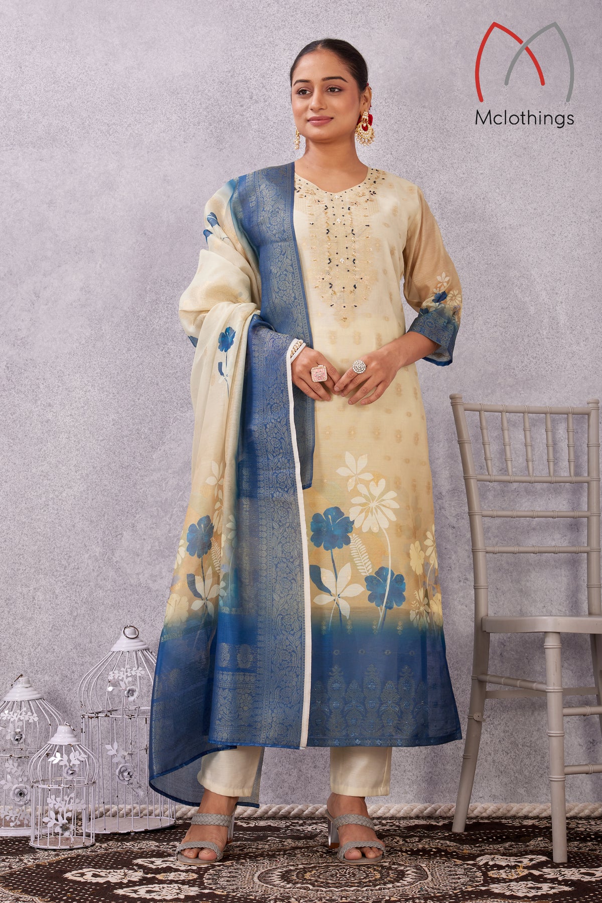 CHANDERI JACQUARD KURTI SET (2804-C-B)