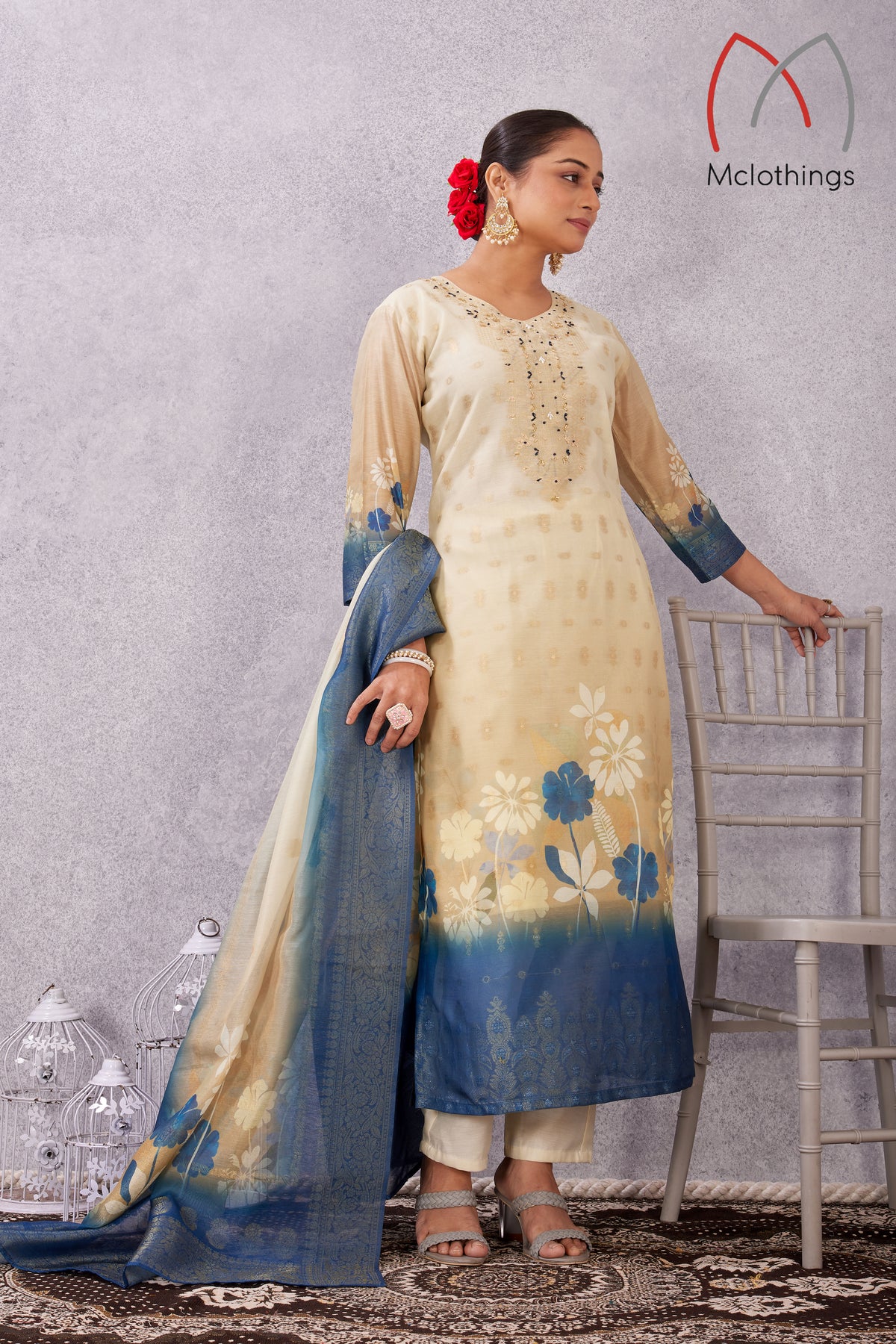 CHANDERI JACQUARD KURTI SET (2804-C-B)