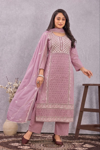 DABBU COTTON WITH SHIFFLE KURTI SET (3005)