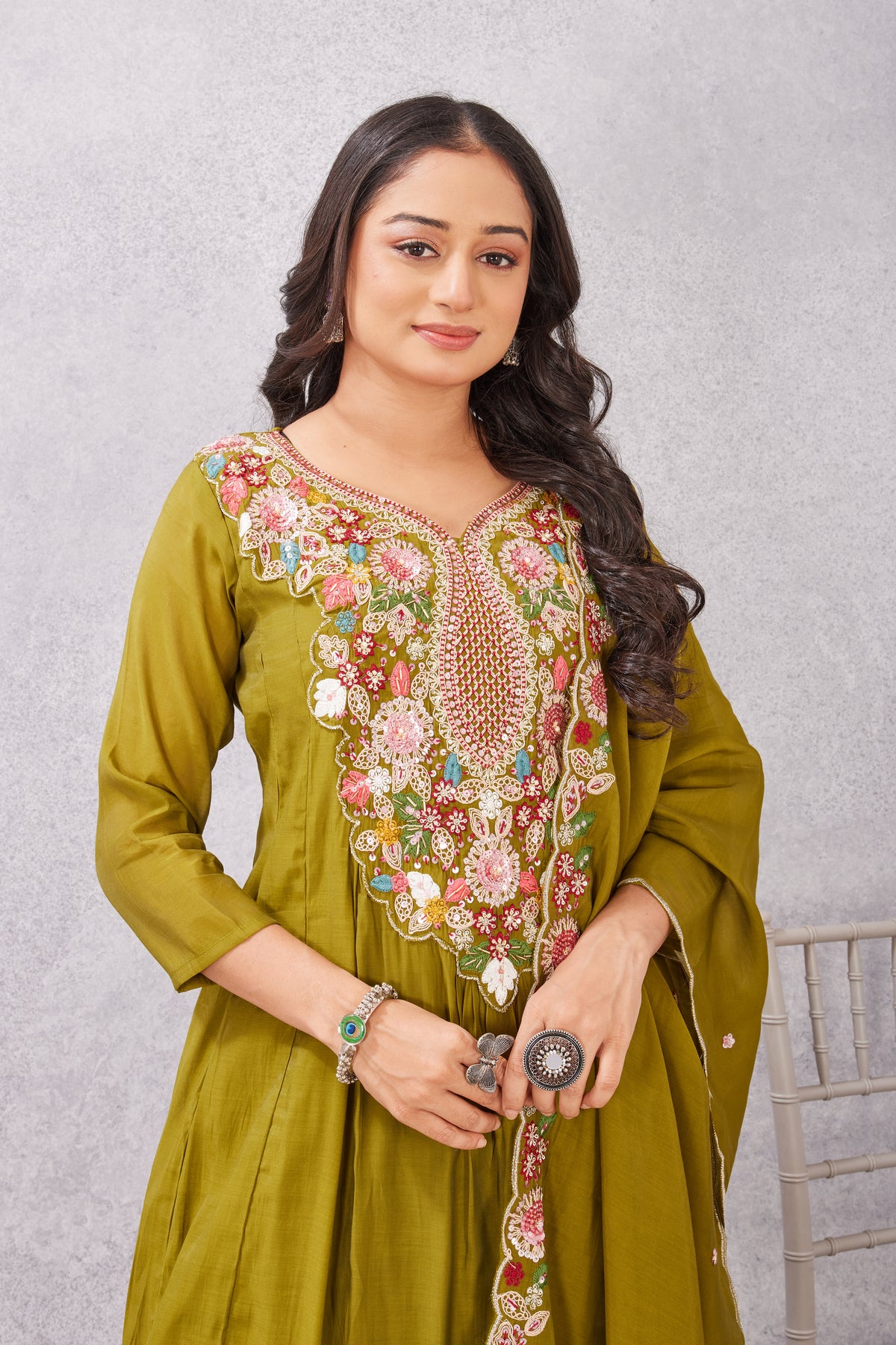 MULL CHANDERI KURTI SET(2921-A)