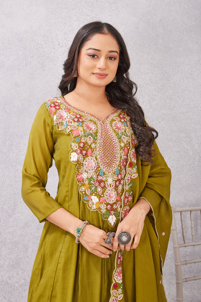 MULL CHANDERI KURTI SET(2921-A)