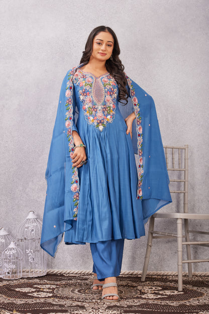 MULL CHANDERI KURTI SET (2921-B)