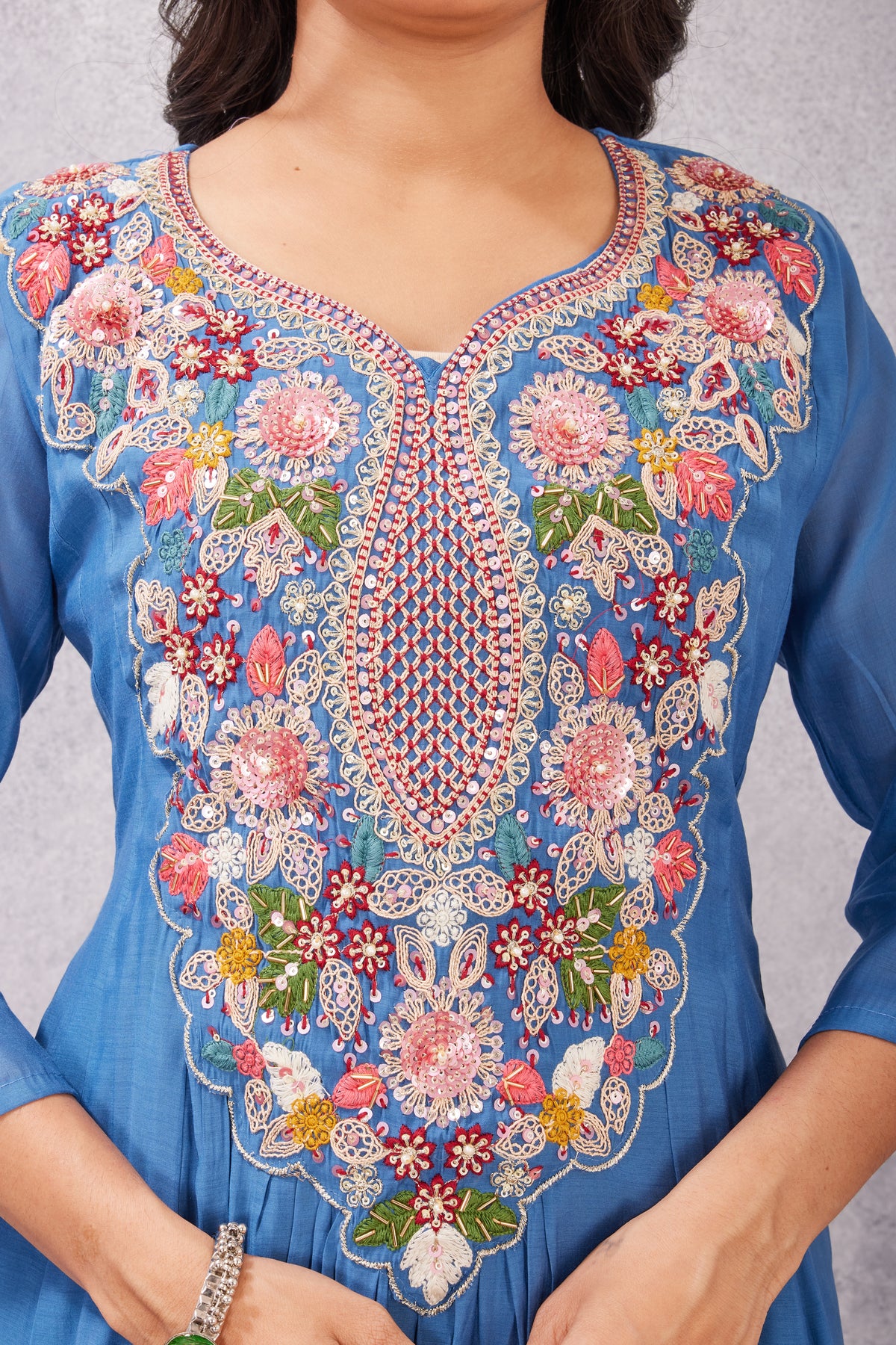 MULL CHANDERI KURTI SET (2921-B)