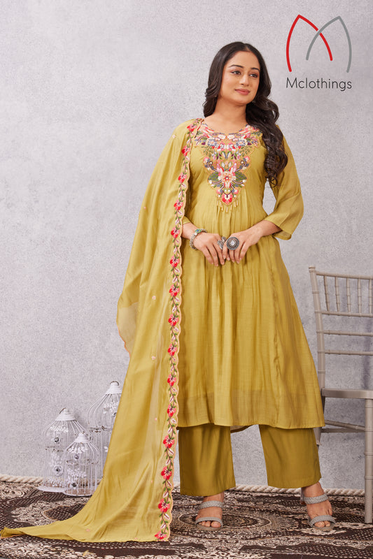 MULL CHANDERI KURTI SET (2932)
