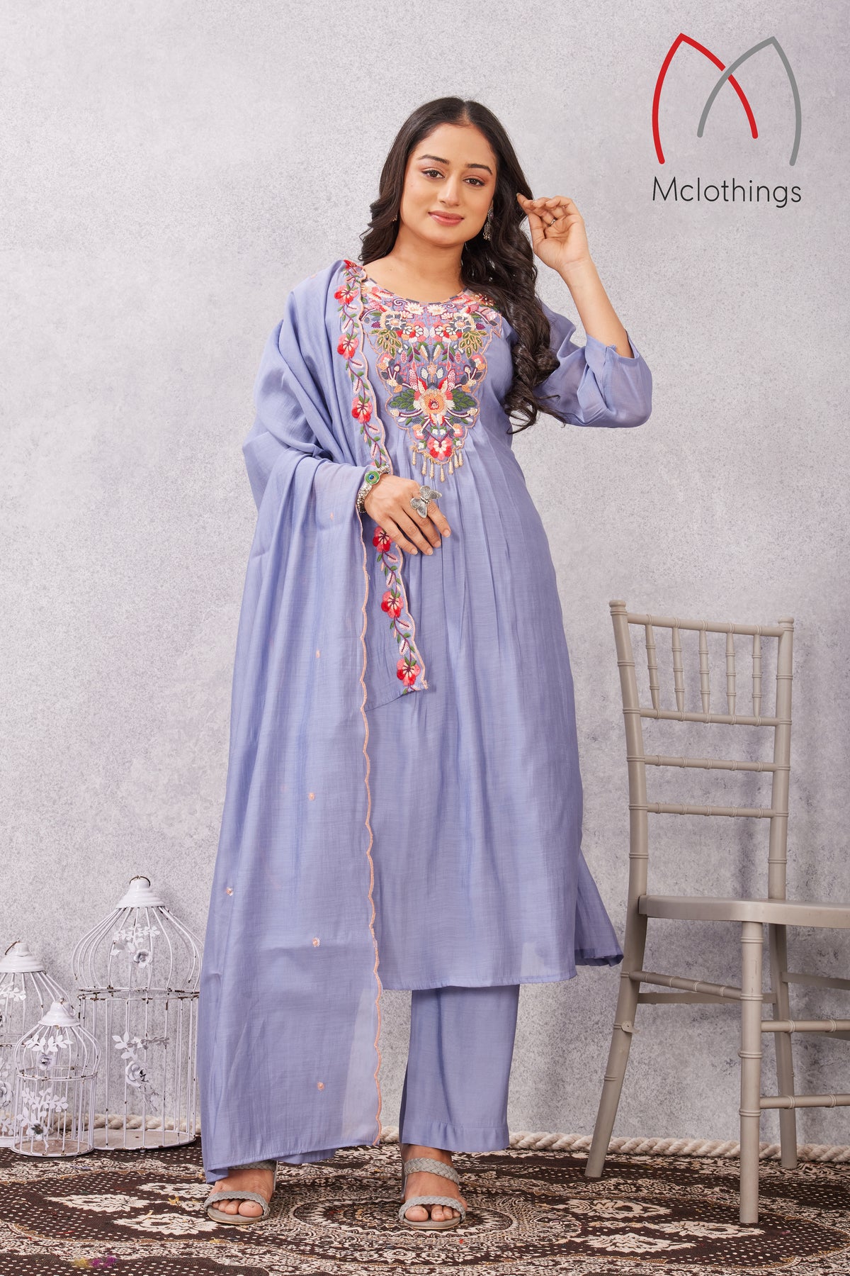 MULL CHANDERI KURTI SET (2932)