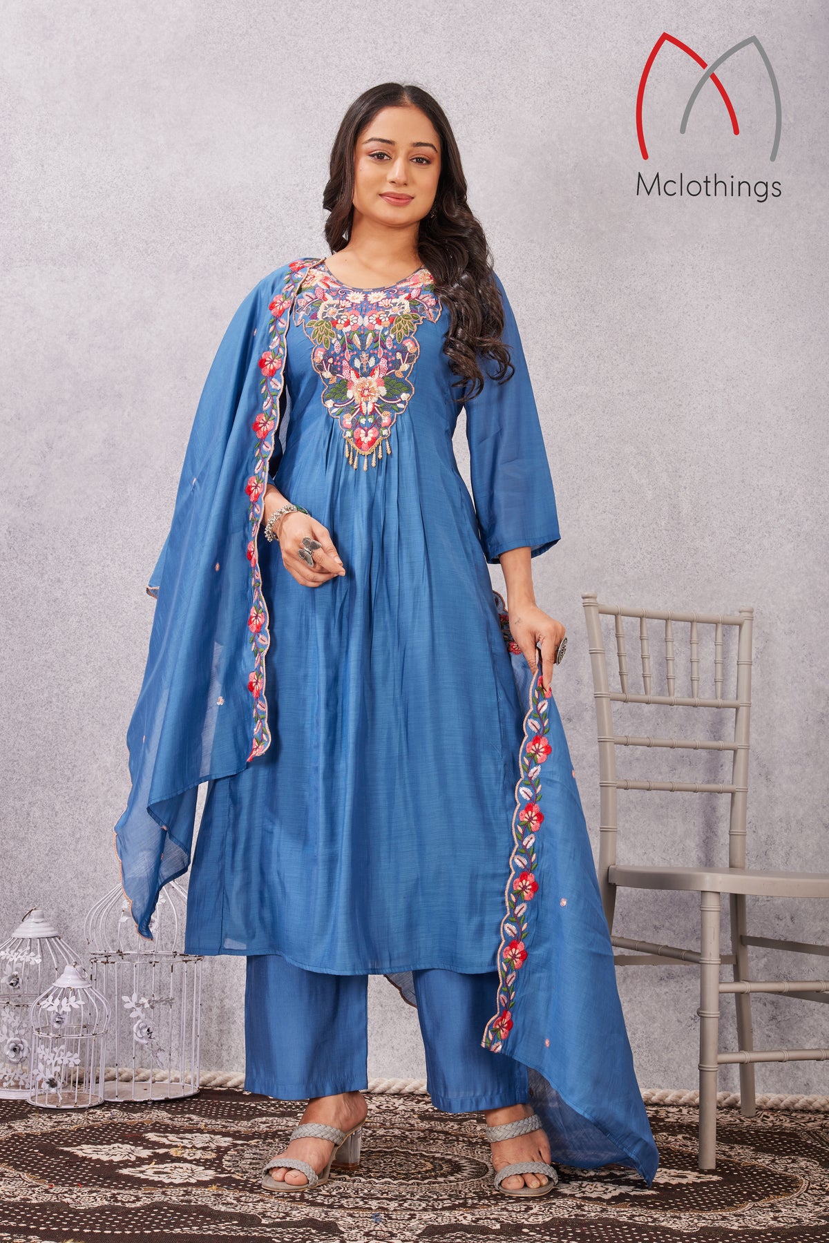 MULL CHANDERI KURTI SET (2932)