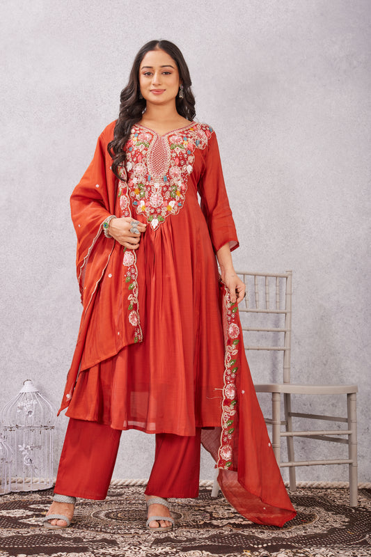 MULL CHANDERI KURTI SET (2921-B)