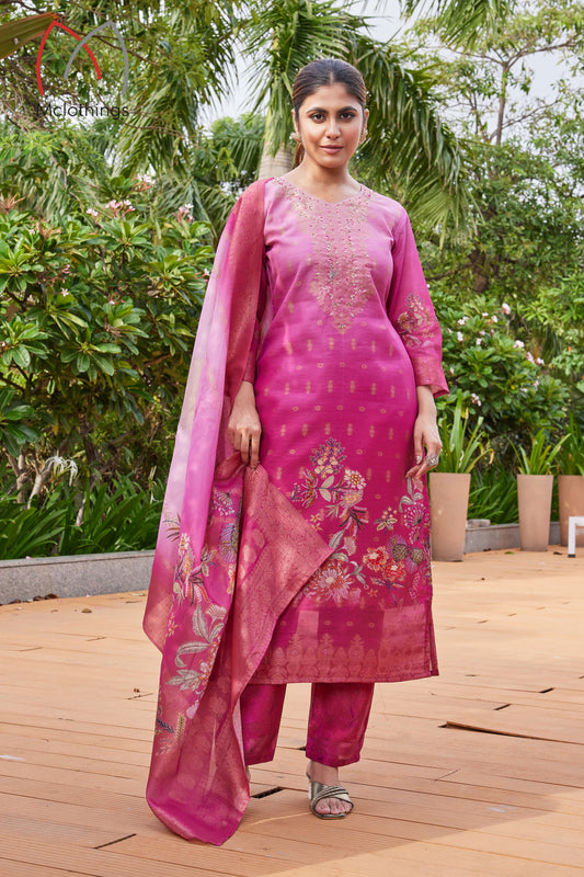CHANDERI JACQUARD KURTI SET (2804-2-A)