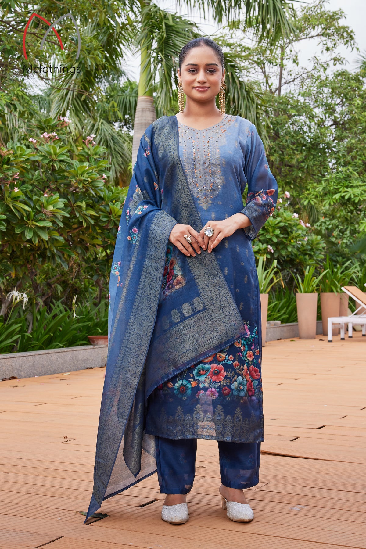 CHANDERI JACQUARD KURTI SET (2804-2-A)
