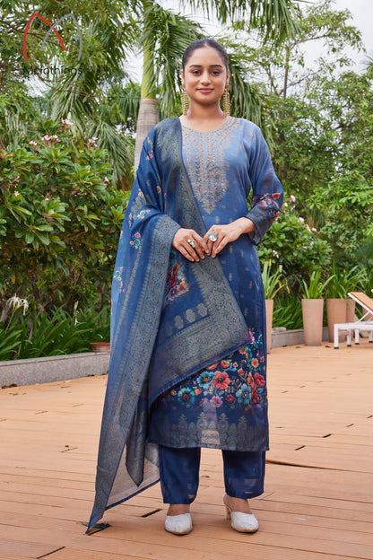 CHANDERI JACQUARD KURTI SET (2804-2-A)