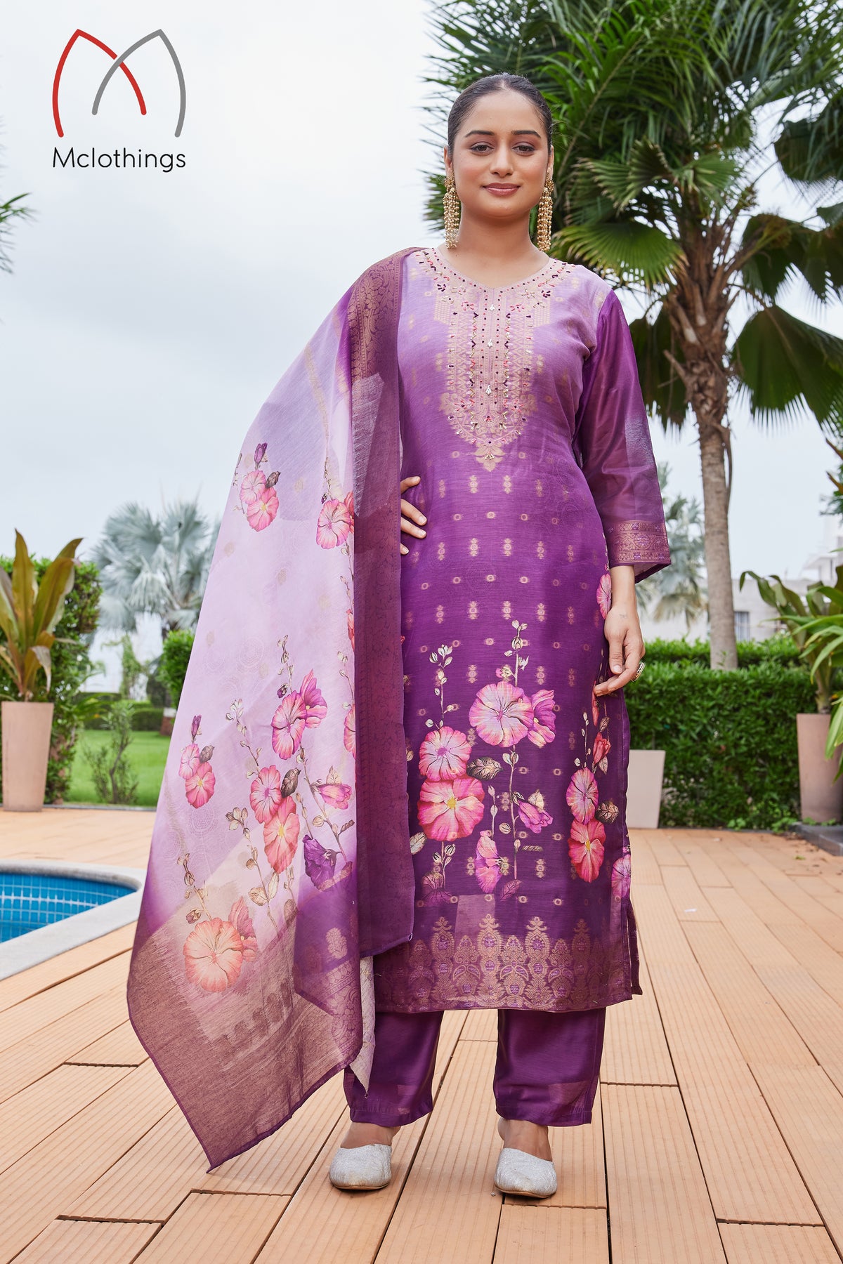 CHANDERI JACQUARD KURTI SET (2804-2-A)