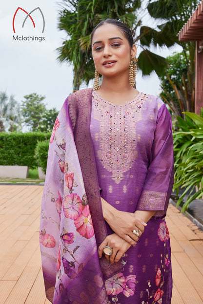 CHANDERI JACQUARD KURTI SET (2804-2-A)
