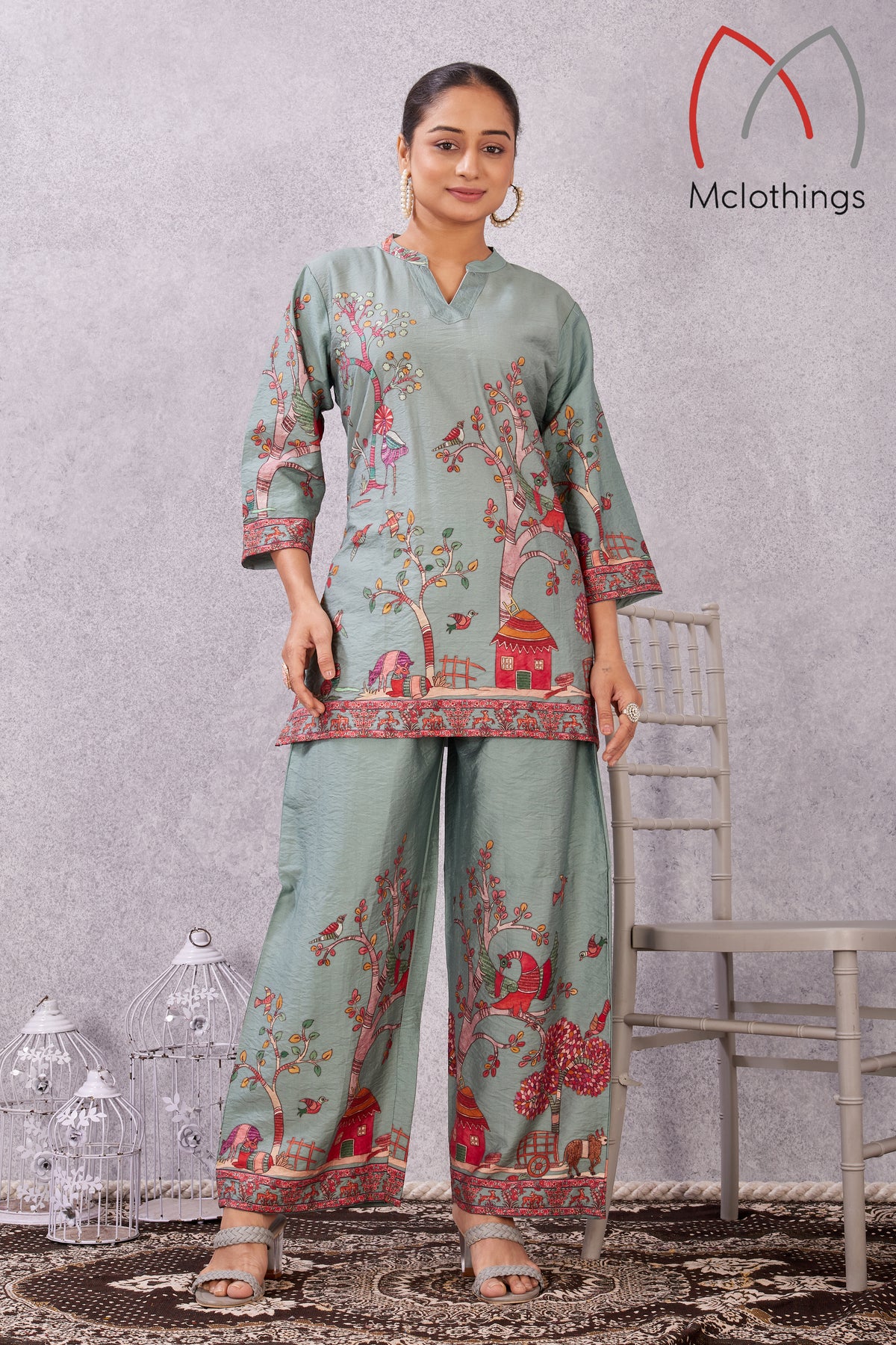 NYLON  VISCOSE CO-ORD SET(2883)